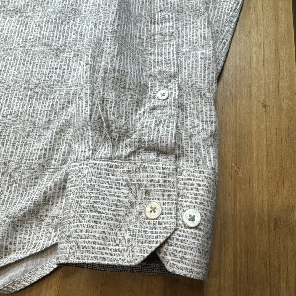 Bugatchi Uomo Shaped Fit Long Sleeve Button Down Shirt Mens M Gray Stripe Print - Picture 6 of 9